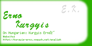 erno kurgyis business card